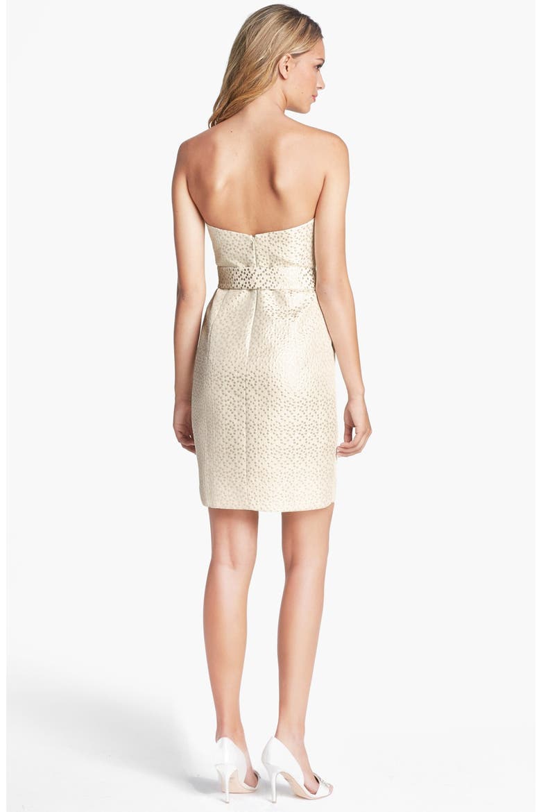 Metallic Jacquard Sheath Dress, Alternate, color, GOLD DOT