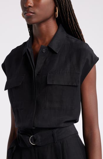 Dolman Sleeve Flap Pocket Button-Up Shirt
