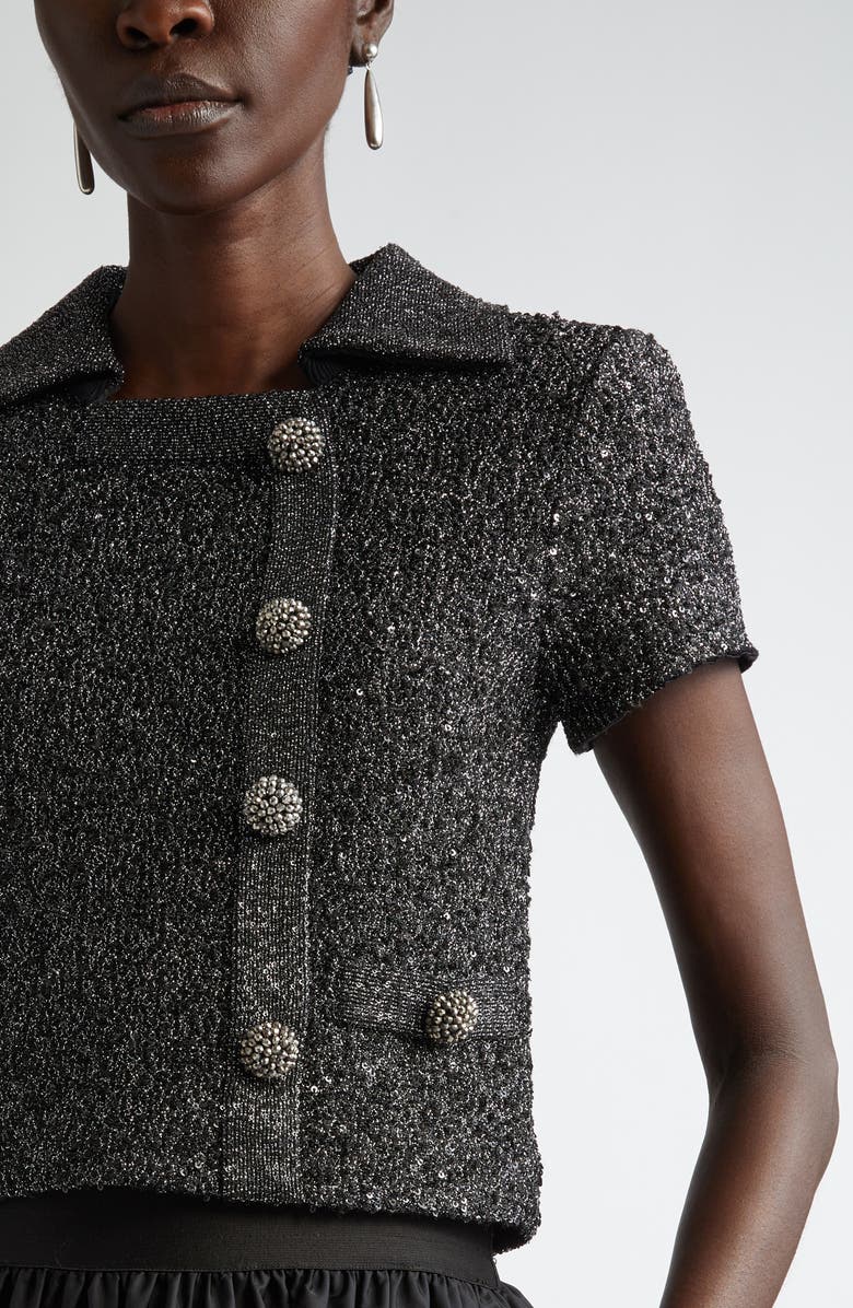 ST. JOHN Sequin Metallic Stretch Knit Top, Alternate, color,
