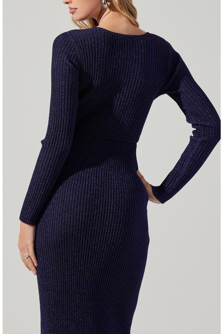 Riya Long Sleeve Sweater Dress, Alternate, color, METALLIC BLUE