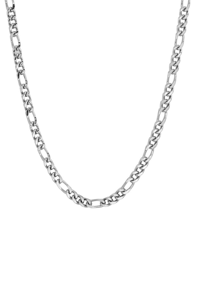 Stainless Steel Figaro Chain Necklace, Main, color, METALLIC