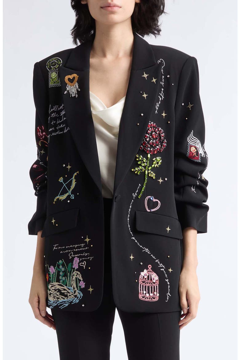 Starry Scribbles Kelsa Blazer, Main, color, BLACK/ MULTI