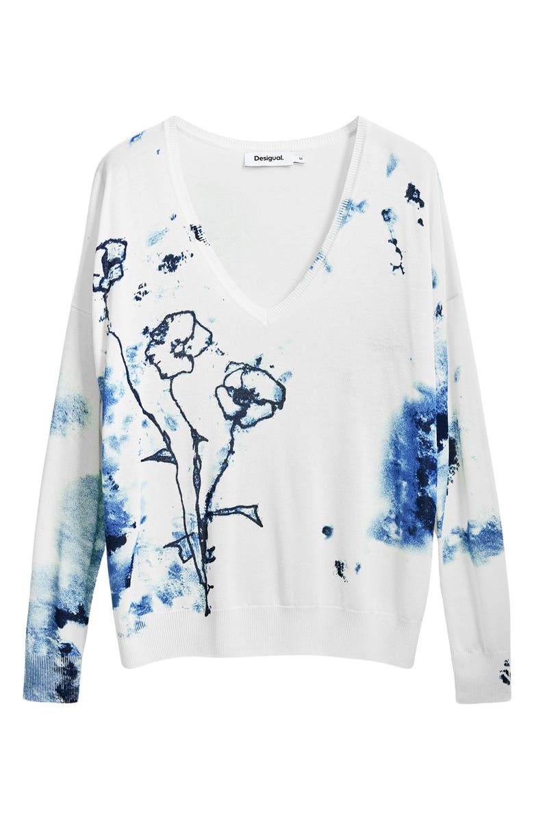 Desigual Floral V-Neck Sweater, Alternate, color, 