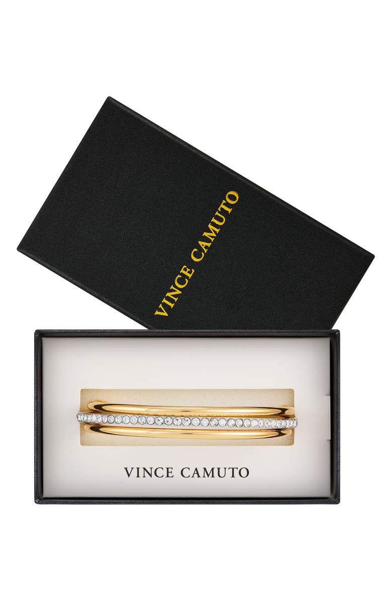 Vince Camuto Pavé Crystal Bangle Bracelet Set, Main, color, Two Tone