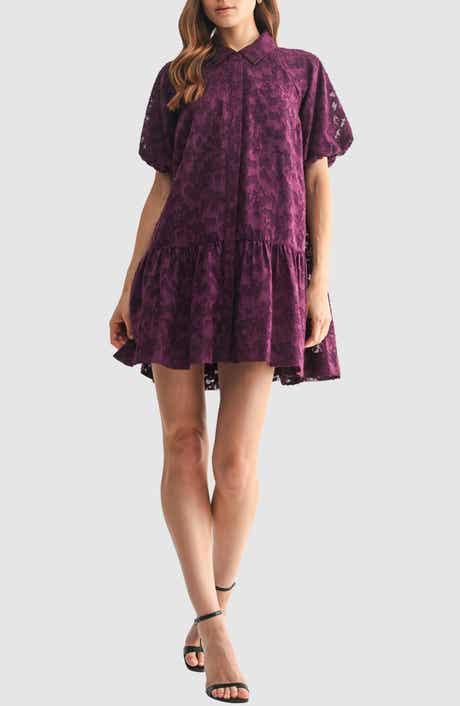 Mila Mae Puff Sleeve Burnout Shirtdress