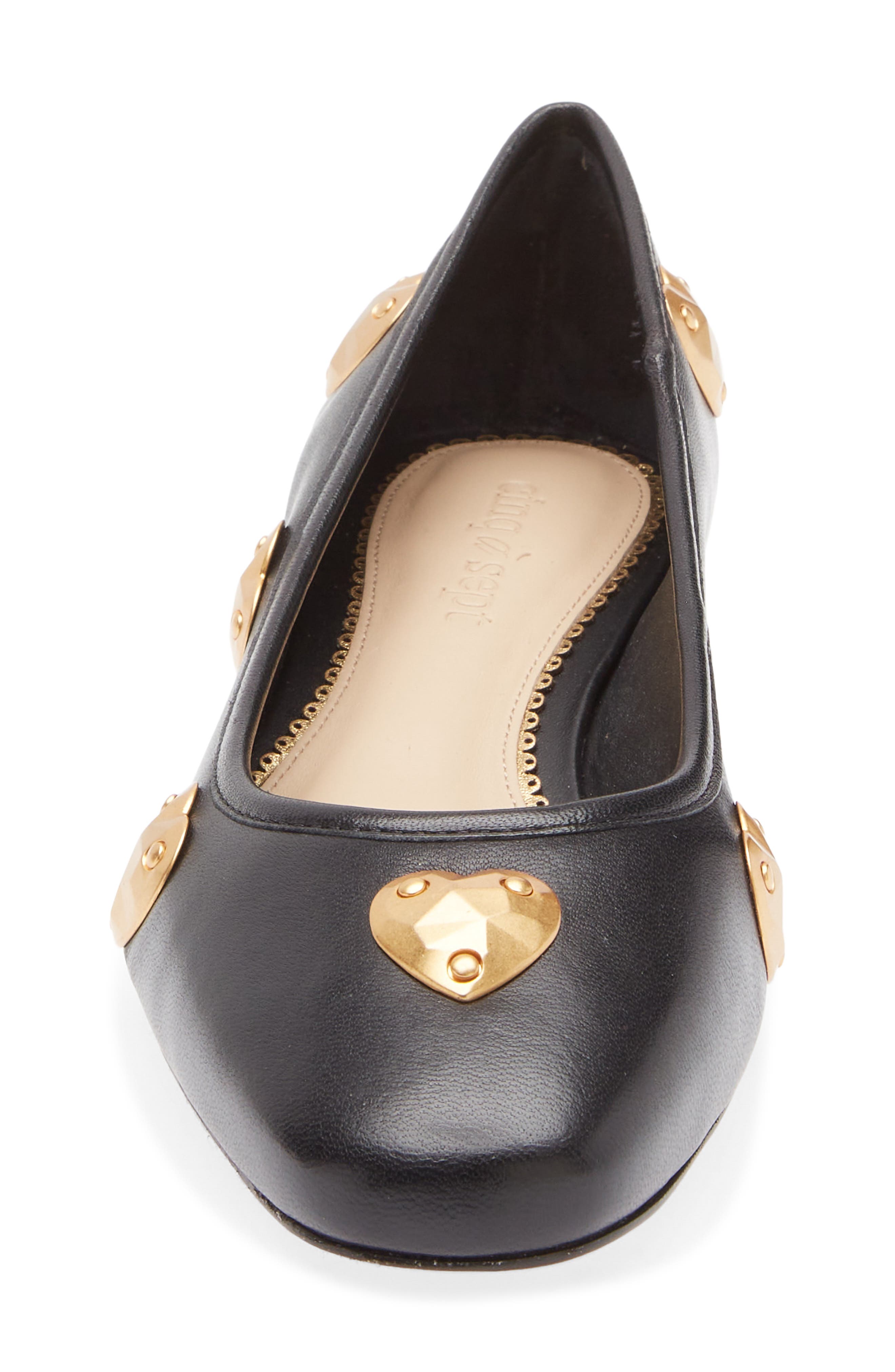 Cinq à Sept Marin Block Heel Ballet Pump, Alternate, color, Black/ Gold