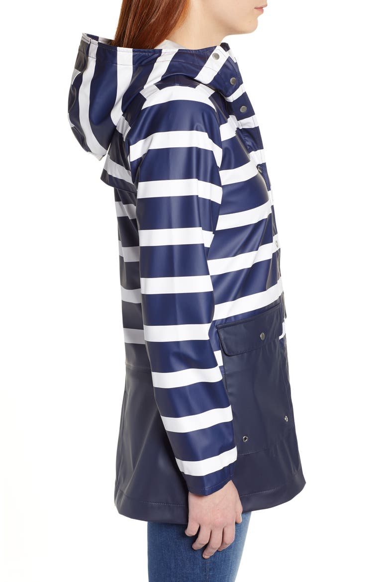 Rubberized Parka, Alternate, color, BORDER STRIPE PEACOAT