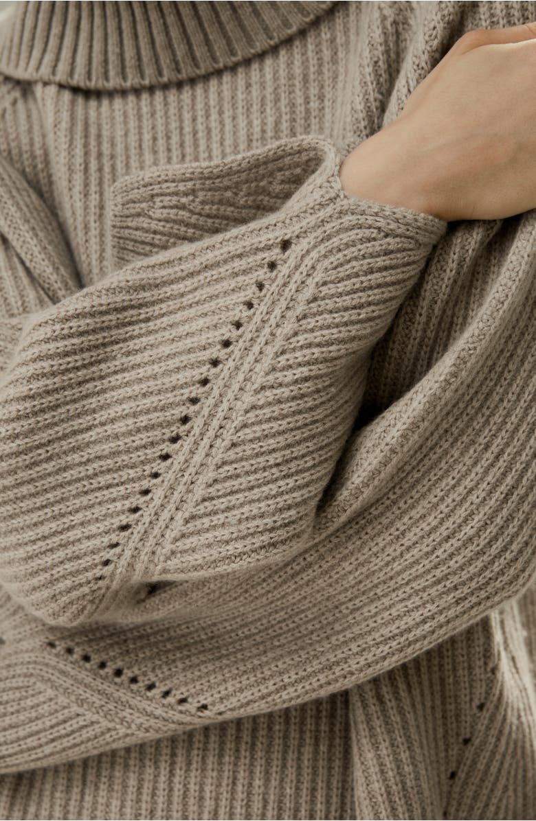 Lilysilk Women's Oversized Merino Wool Sweater with Slit Sleeves, Alternate, color, Brown