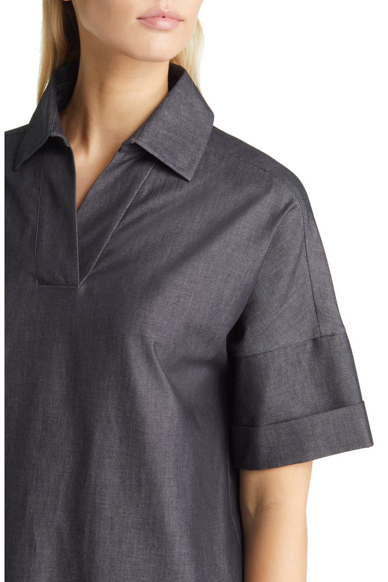 Chambray A-Line Shirtdress, Alternate, color, DARK DENIMDNU