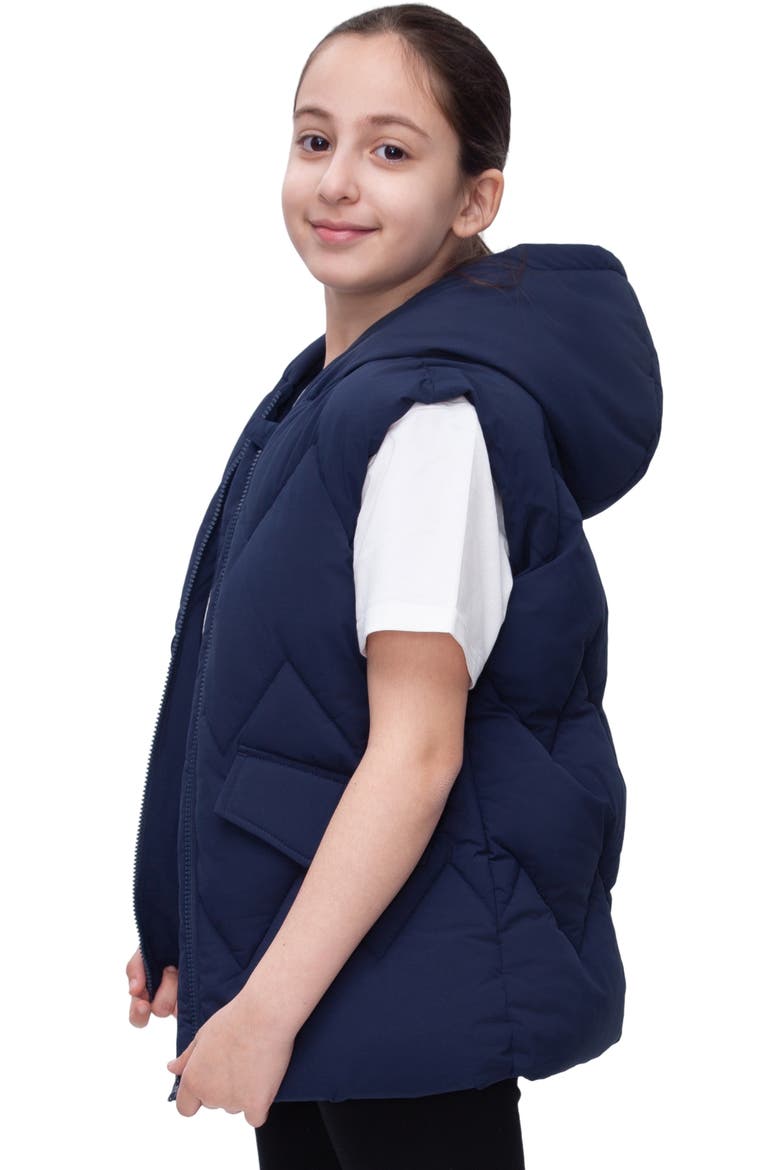 Kids' Hooded Puffer Vest, Alternate, color, Navy