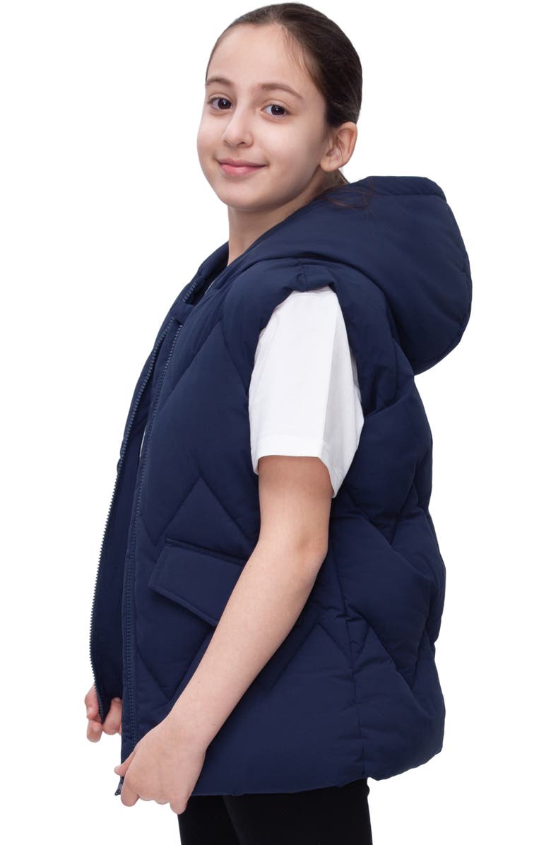 Rokka&Rolla Kids' Hooded Puffer Vest, Alternate, color, Navy