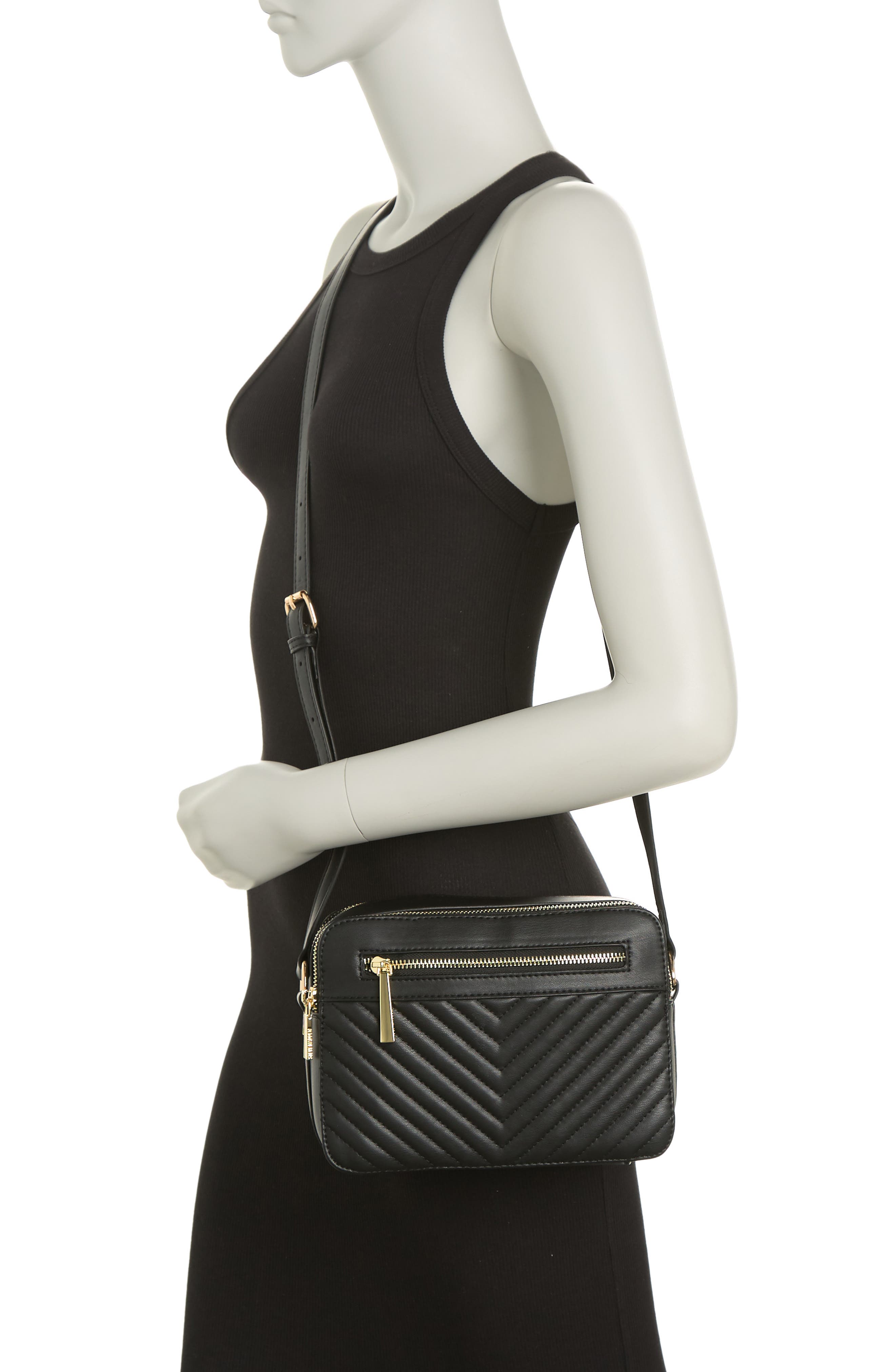 Steve Madden B Danna Chevron Quilted Faux Leather Camera Bag, Alternate, color, 