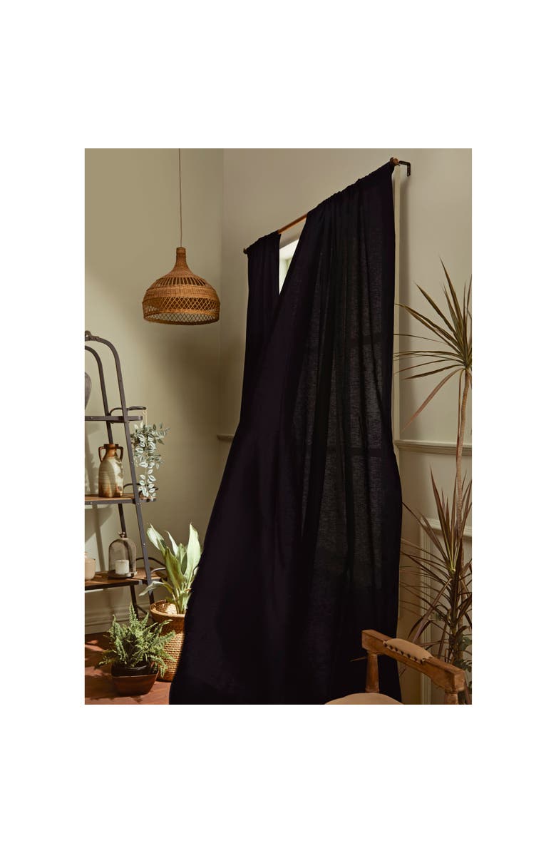 Solino Home Linen Curtain with Light Filtering Rod Pocket for Living Room, Bedroom, Alternate, color, Black