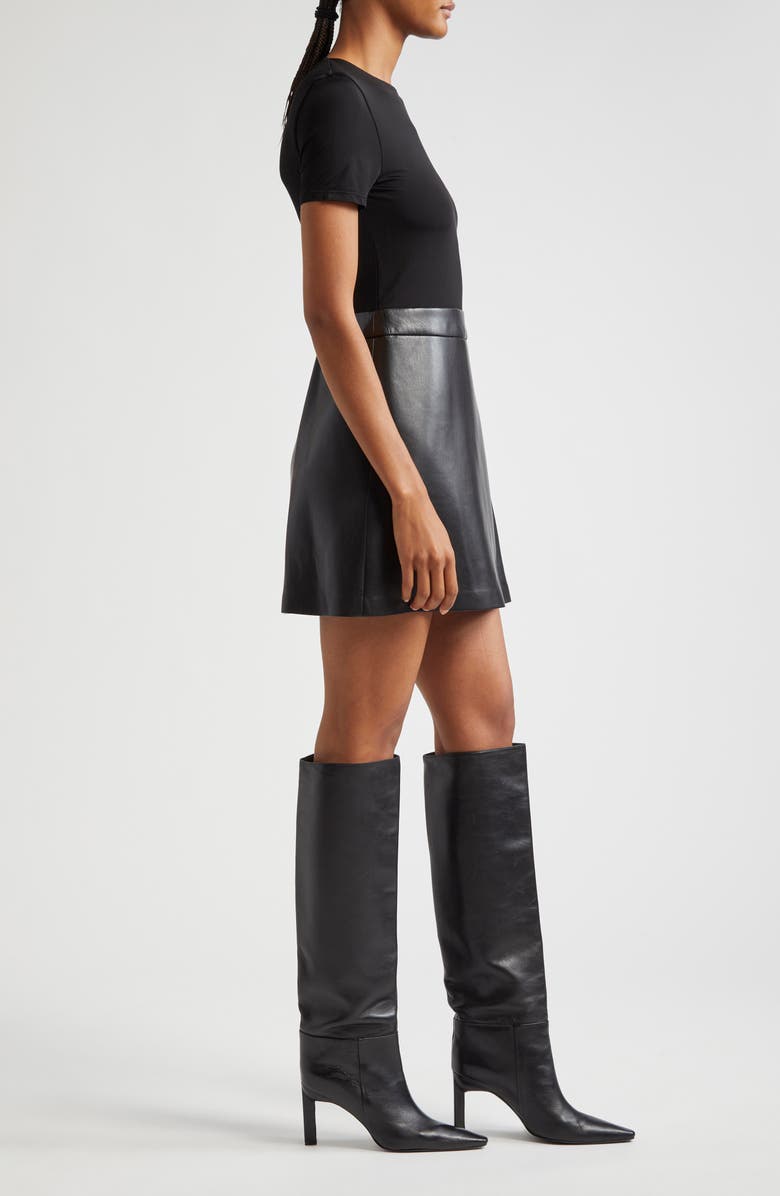 Alice + Olivia Chara Mixed Media Minidress, Alternate, color, Black