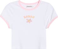 Kulani Kinis Embroidered Crop Stretch Cotton Rib Cover-Up T-Shirt