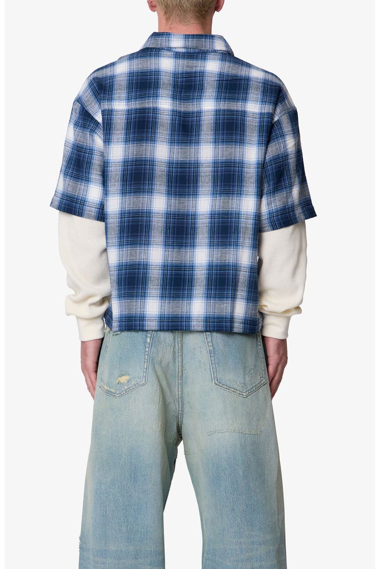 Layered Thermal Button-Up Flannel Shirt, Alternate, color, BLUE