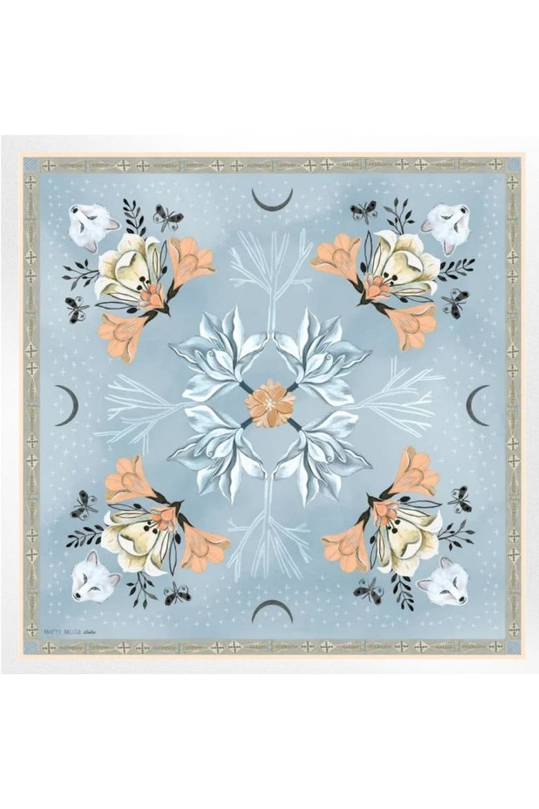 100% Silk Scarf Tundra - Arctic Animal Floral Pattern, Main, color, 35 x 35"
