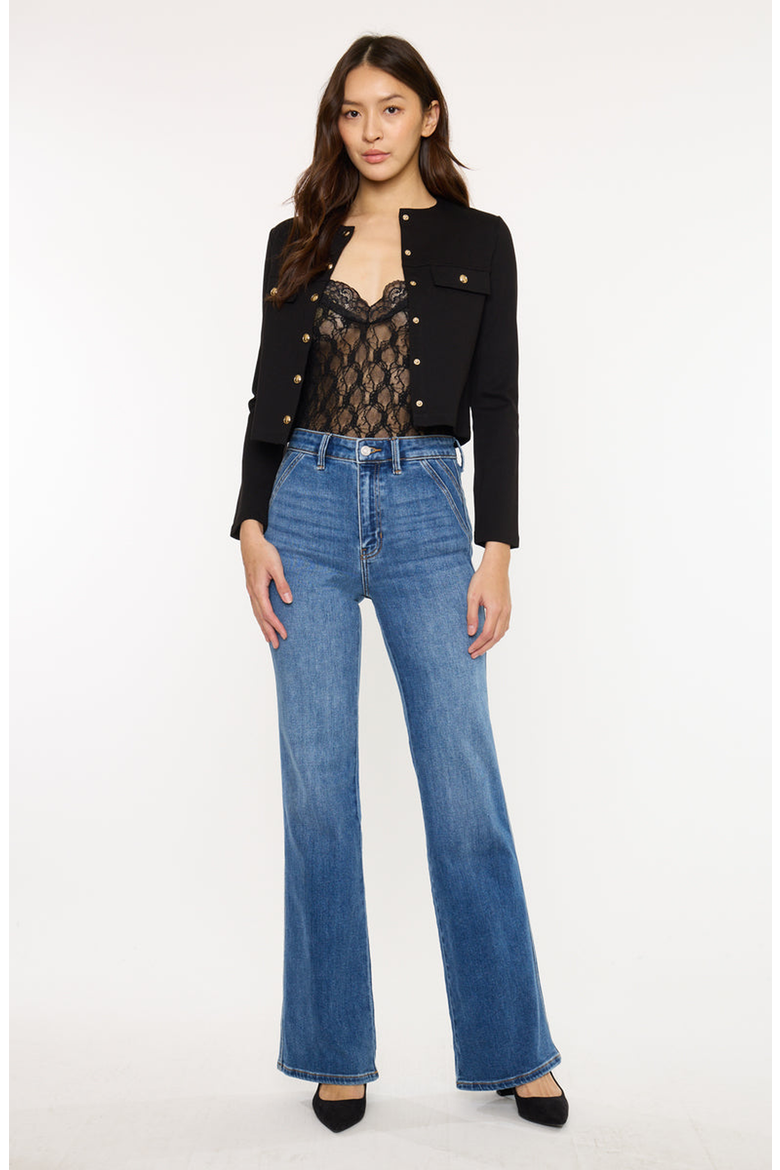 Celia Ultra High Rise Wide Flare Jeans, Main, color, Medium Wash