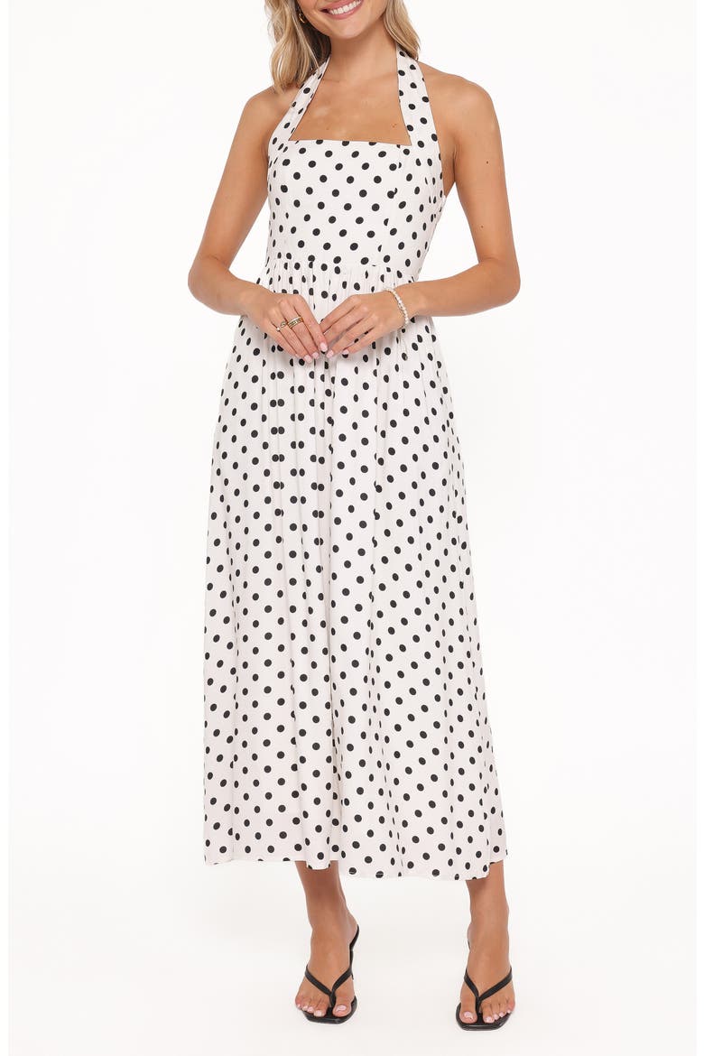 Gemini Polka Dot Halter Dress, Main, color, WHITE POLKA DOT