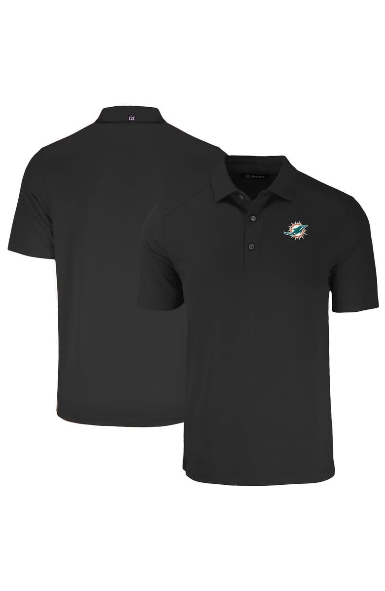 Cutter & Buck Men's Cutter & Buck Black Miami Dolphins  Forge Eco Stretch Recycled Polo, Main, color, 