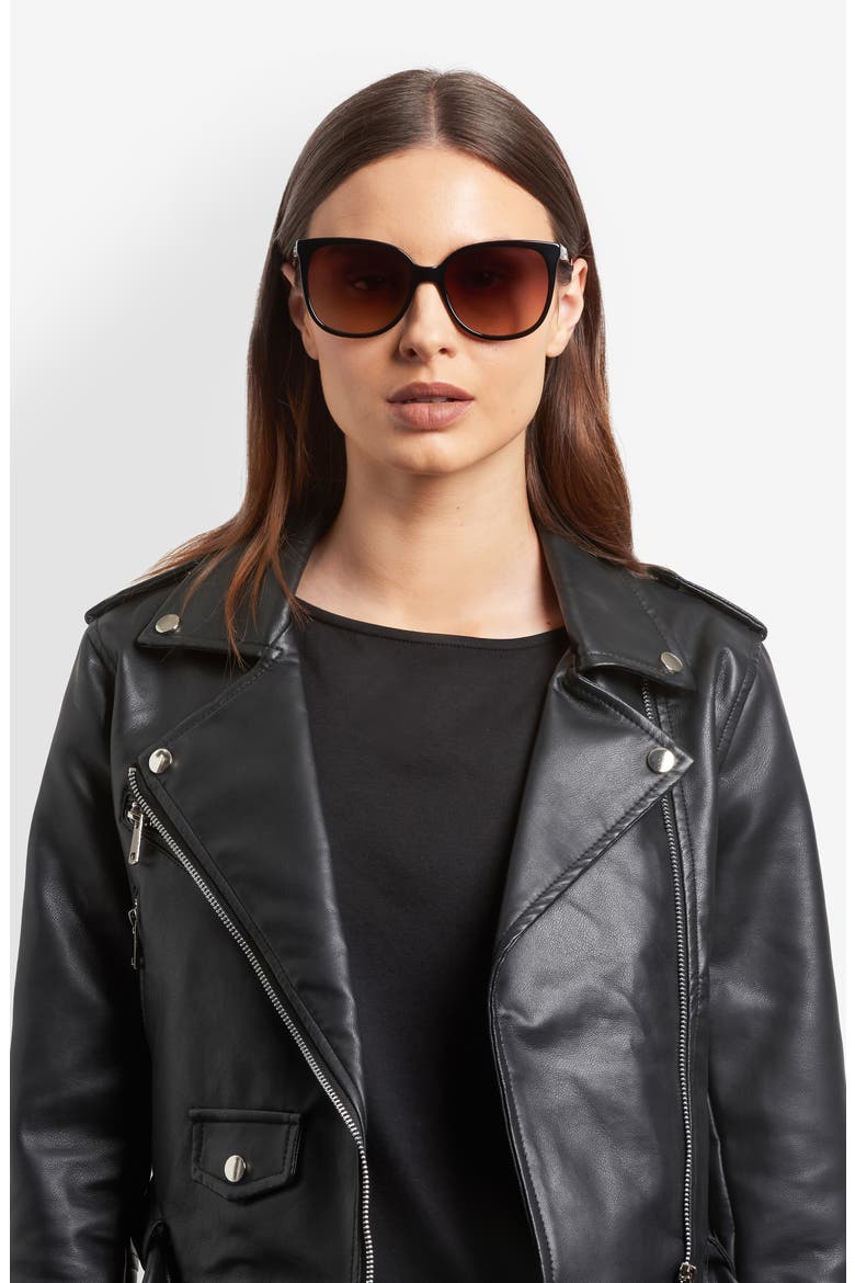 kaysie 58mm square sunglasses, Alternate, color, BLACK/ BROWN