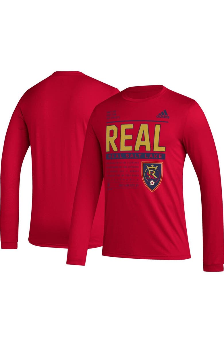 adidas Men's adidas Red Real Salt Lake Club DNA Long Sleeve AEROREADY T-Shirt, Main, color, 