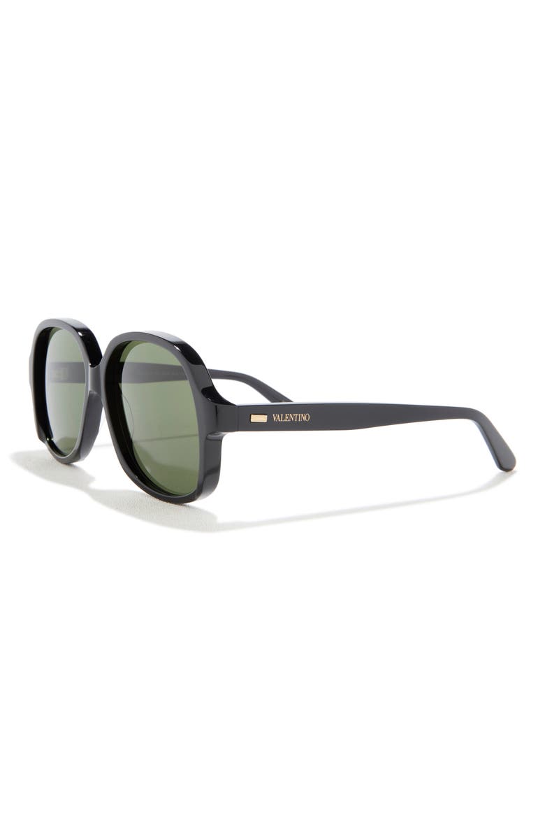 50mm Polarized Round Sunglasses, Alternate, color, BLACK BLACK GREEN