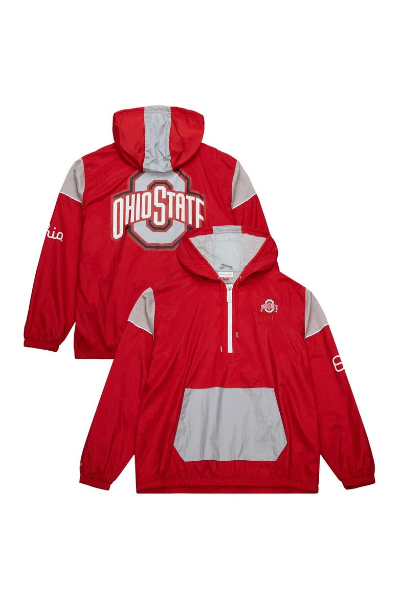 Men's Mitchell & Ness Scarlet Ohio State Buckeyes Team 3.0 Anorak Half-Zip Hoodie, Alternate, color, Scarlet