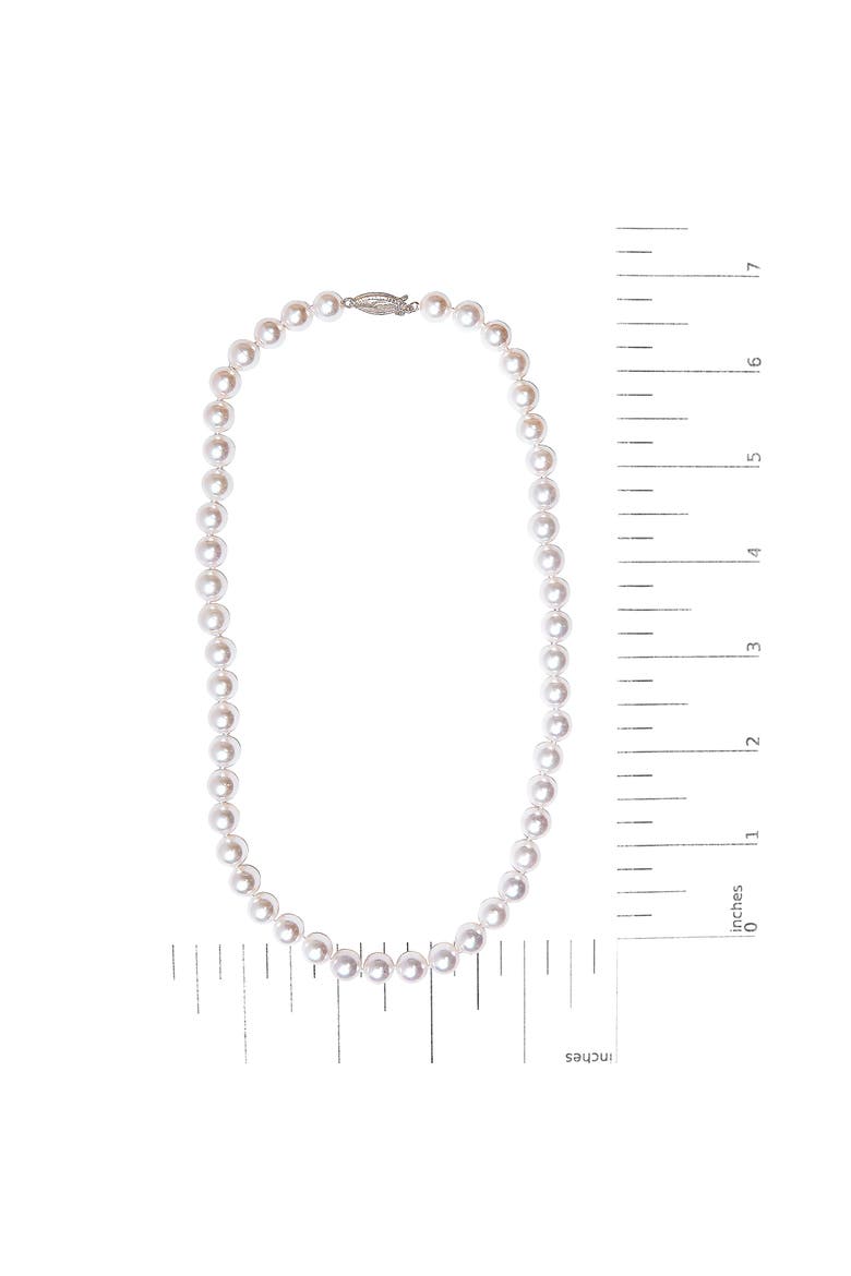 14K Gold 8.0x8.5mm Akoya Pearl Strand Necklace, Alternate, color, White