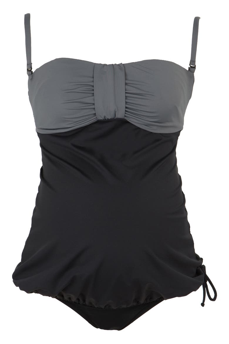 Eden Two-Piece Colorblock Maternity Tankini Swimsuit, Alternate, color, BLACK