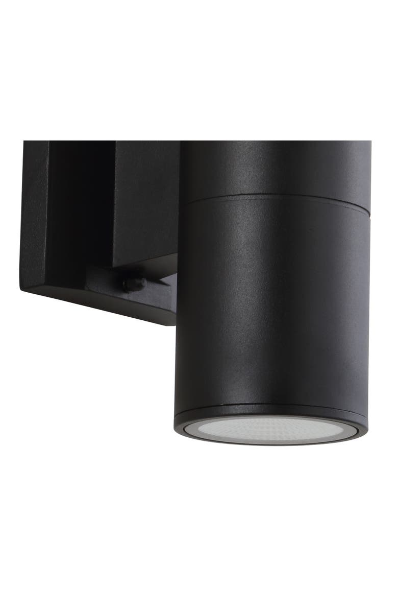 JONATHAN Y Duo 2-Light Modern Midcentury Cylinder Outdoor Metal/Glass Integrated LED Sconce with Uplight, Alternate, color, Black