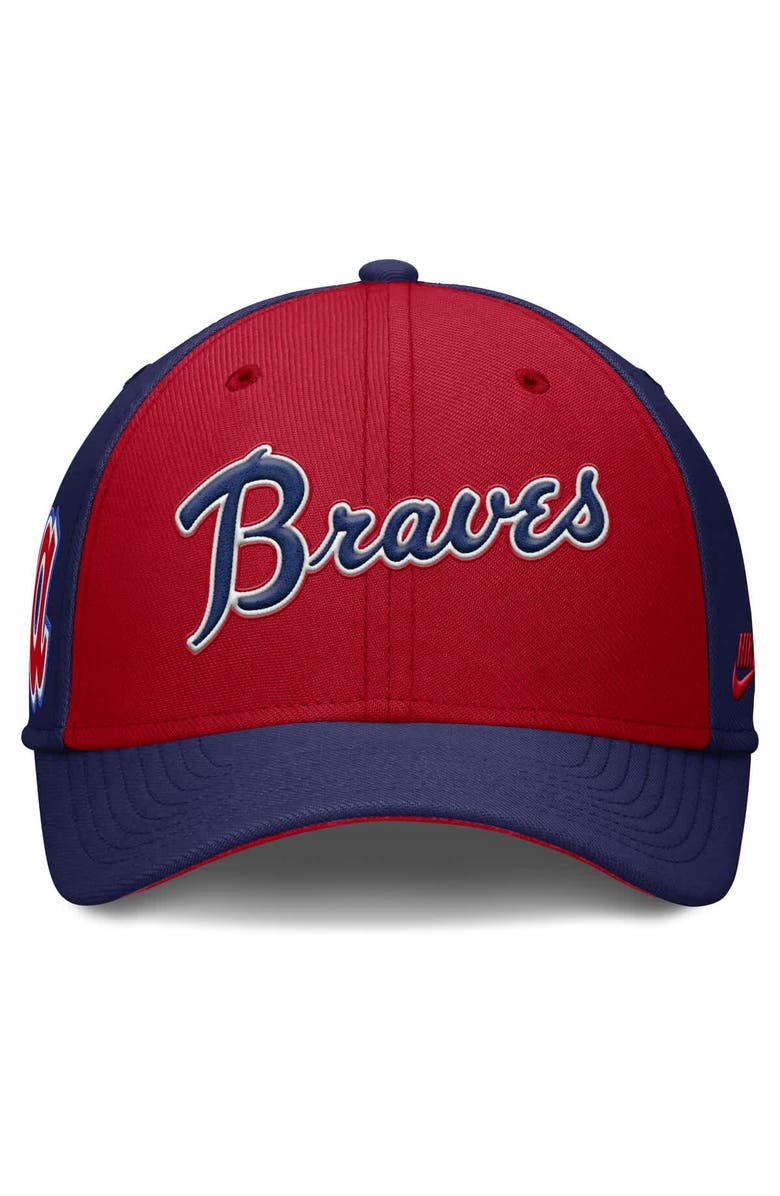Nike Men's Nike Navy/Red Atlanta Braves Rise Swoosh Performance Flex Hat, Alternate, color, 