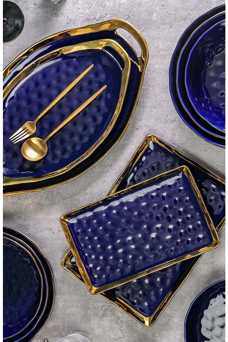 Florian Porcelain 2-Piece Serving Plate Set, Alternate, color, Blue