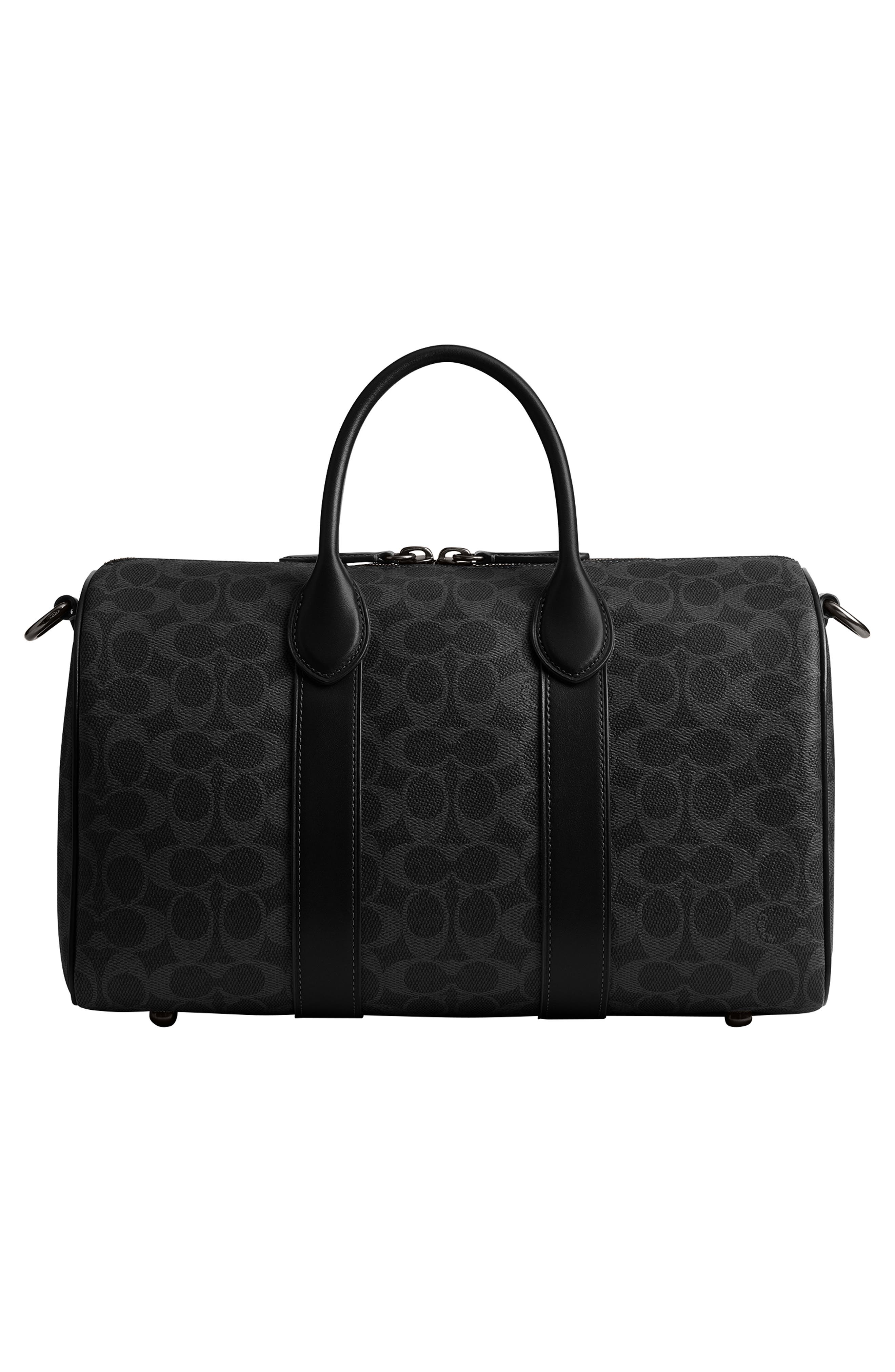 COACH Compass Signature 35 Coated Canvas Duffle Bag, Alternate, color, Black Signature