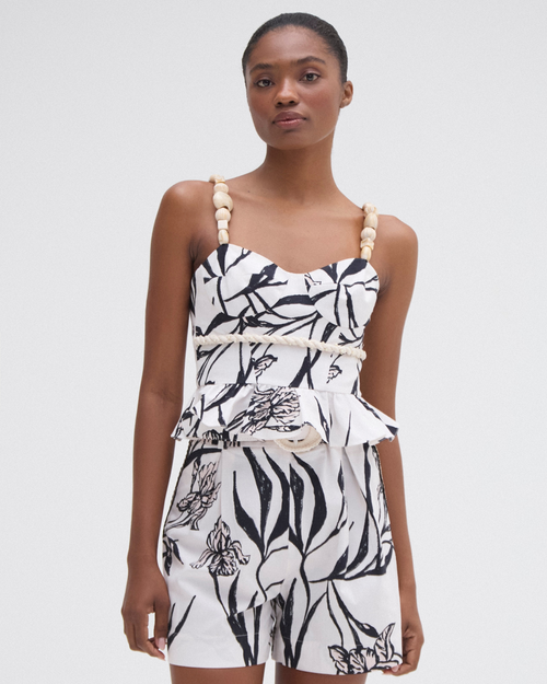 Patbo Iris Peplum Top In Off White