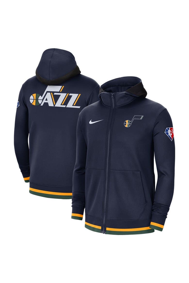 Men's Nike Navy Utah Jazz 75th Anniversary Performance Showtime Full-Zip Hoodie Jacket, Main, color, Navy