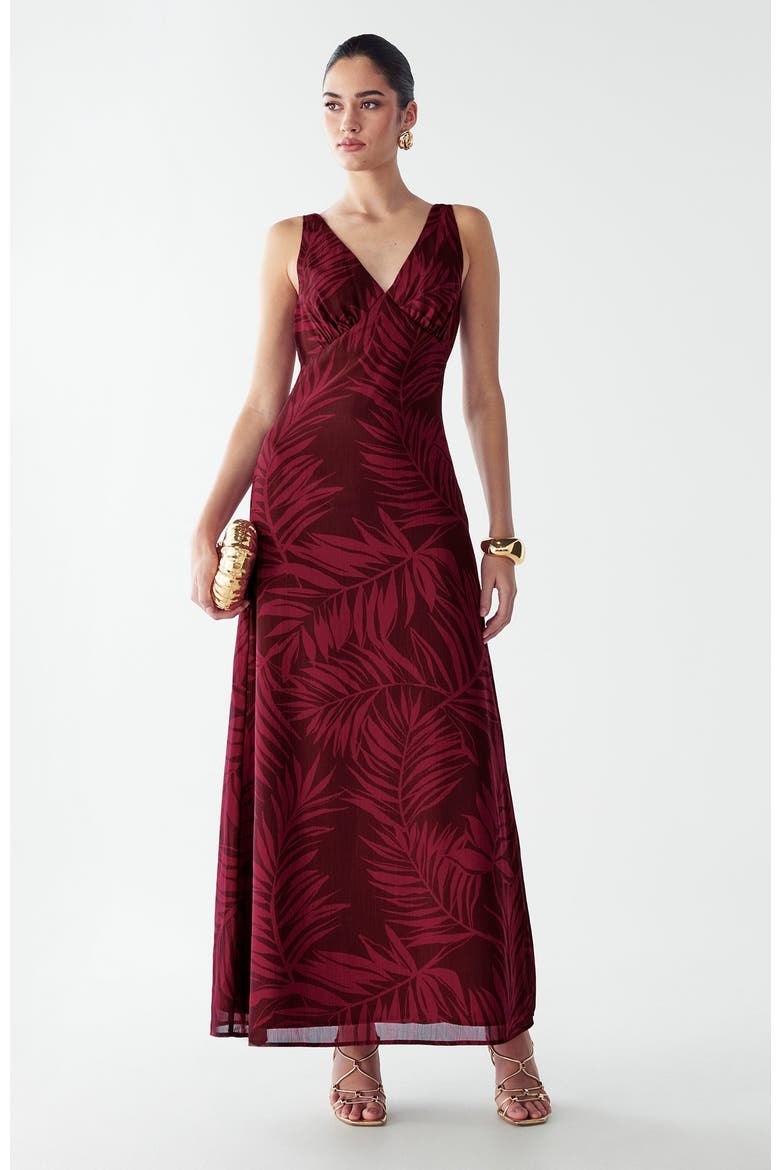 Chelsea Dress, Alternate, color, Burgundy Palms