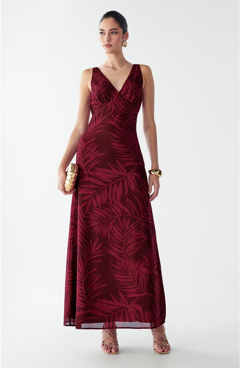 BWLDR Chelsea Dress, Alternate, color, Burgundy Palms