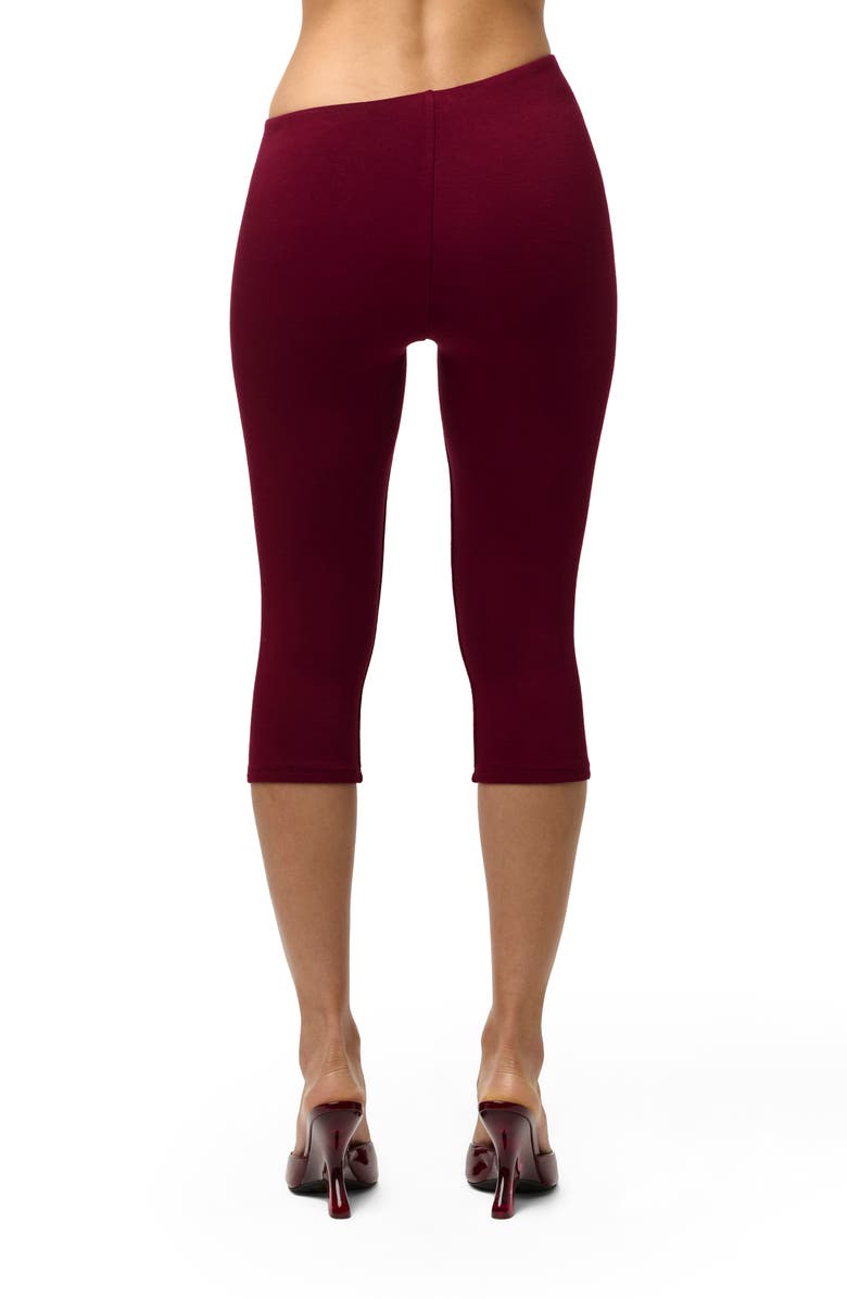 Naked Wardrobe Asymmetric Waist Capri Leggings, Alternate, color, Sangria