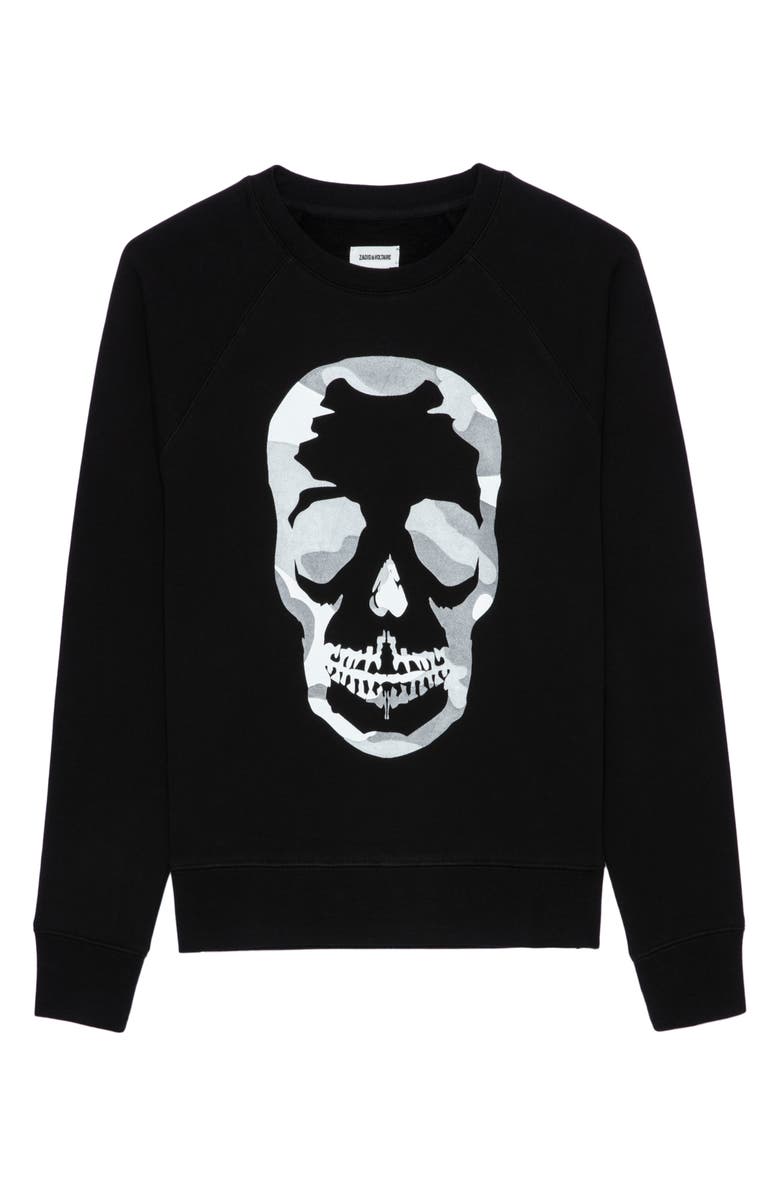 Zadig & Voltaire Camo Skull Cotton Graphic Sweatshirt, Alternate, color,