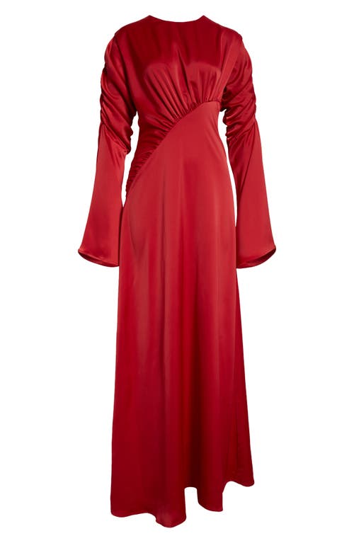 Oríré Orire The Jou Long Sleeve Satin Gown In Red