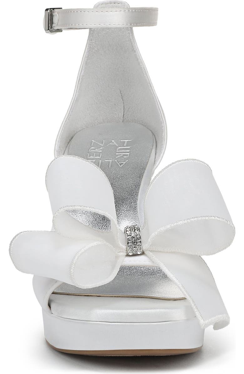 Naturalizer Always Bow Ankle Strap Platform Sandal, Alternate, color, Pearl White Satin