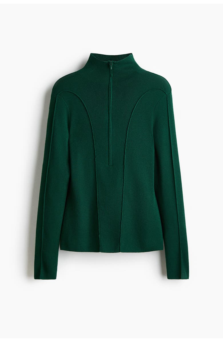 H&M Zip-top Turtleneck Top, Main, color, Dark Green