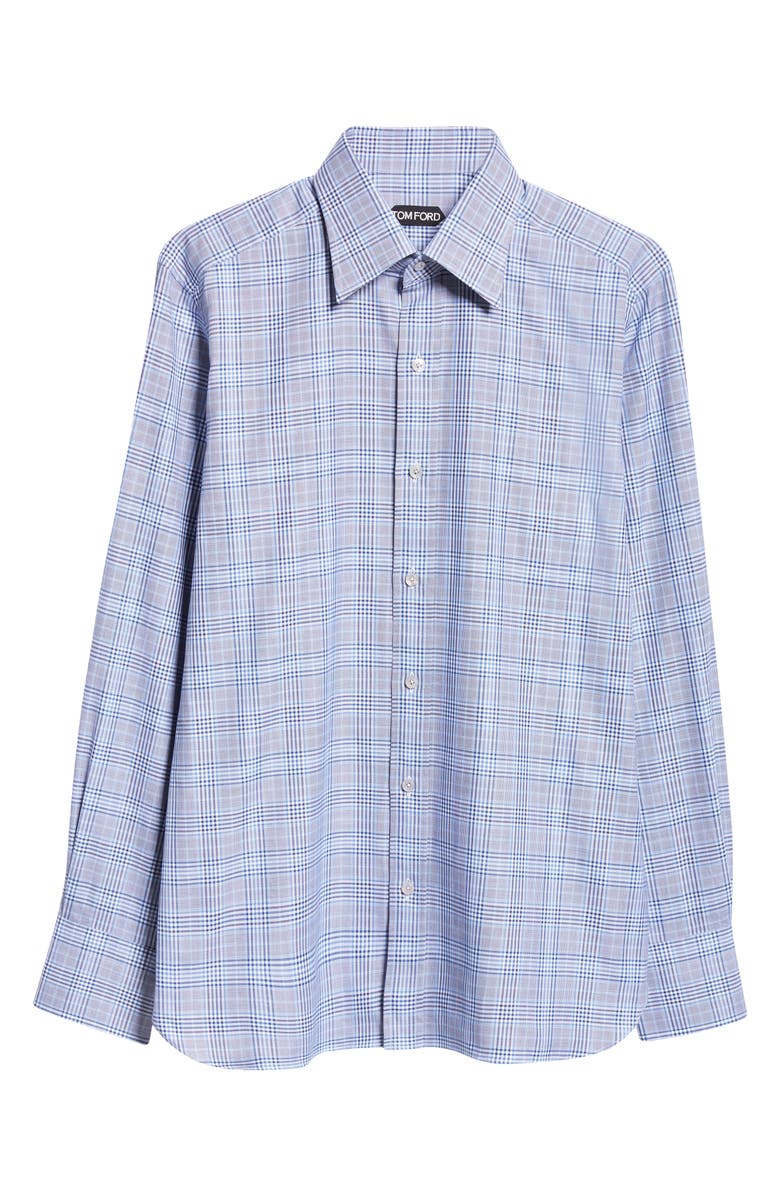 TOM FORD Slim Fit Plaid Button-Up Shirt, Alternate, color, Multicolor Blue