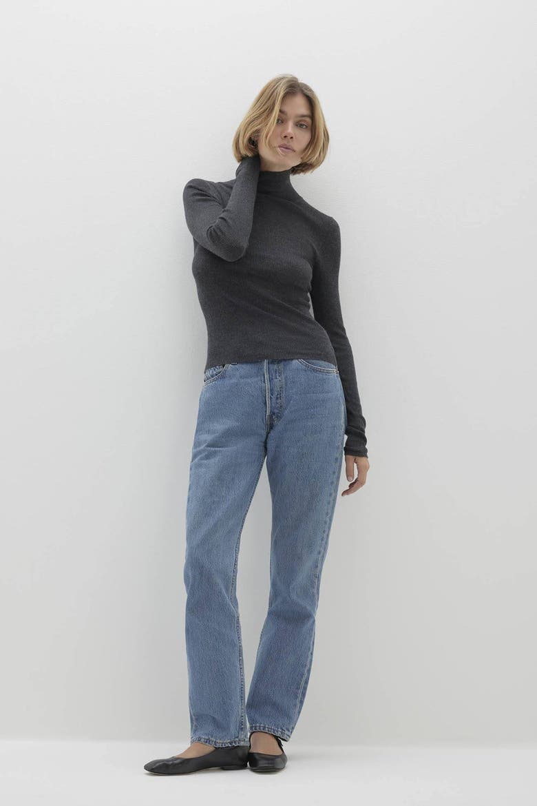 Rumer Fitted Cashmere Turtleneck, Alternate, color, Charcoal