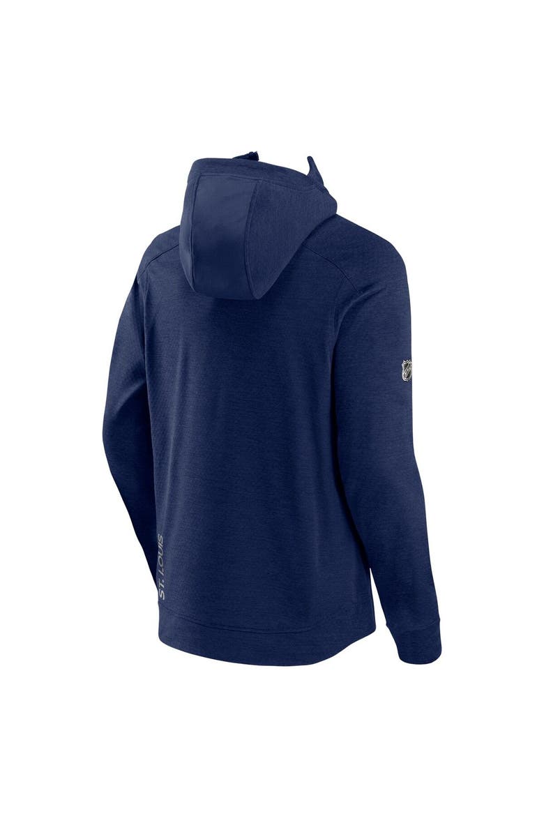 Men's Fanatics Branded Heather Navy St. Louis Blues Authentic Pro Road Tech Full-Zip Hoodie Jacket, Alternate, color, Navy