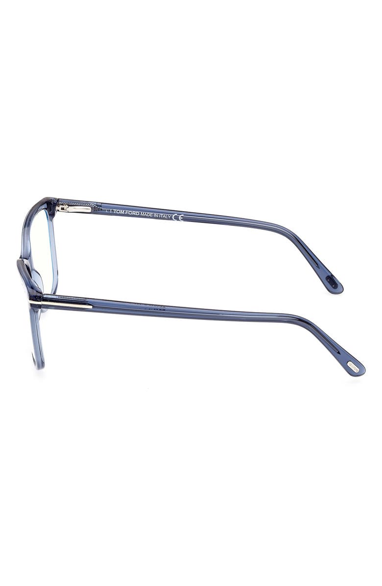 TOM FORD 56mm Rectangular Blue Light Blocking Glasses, Alternate, color, Shiny Blue