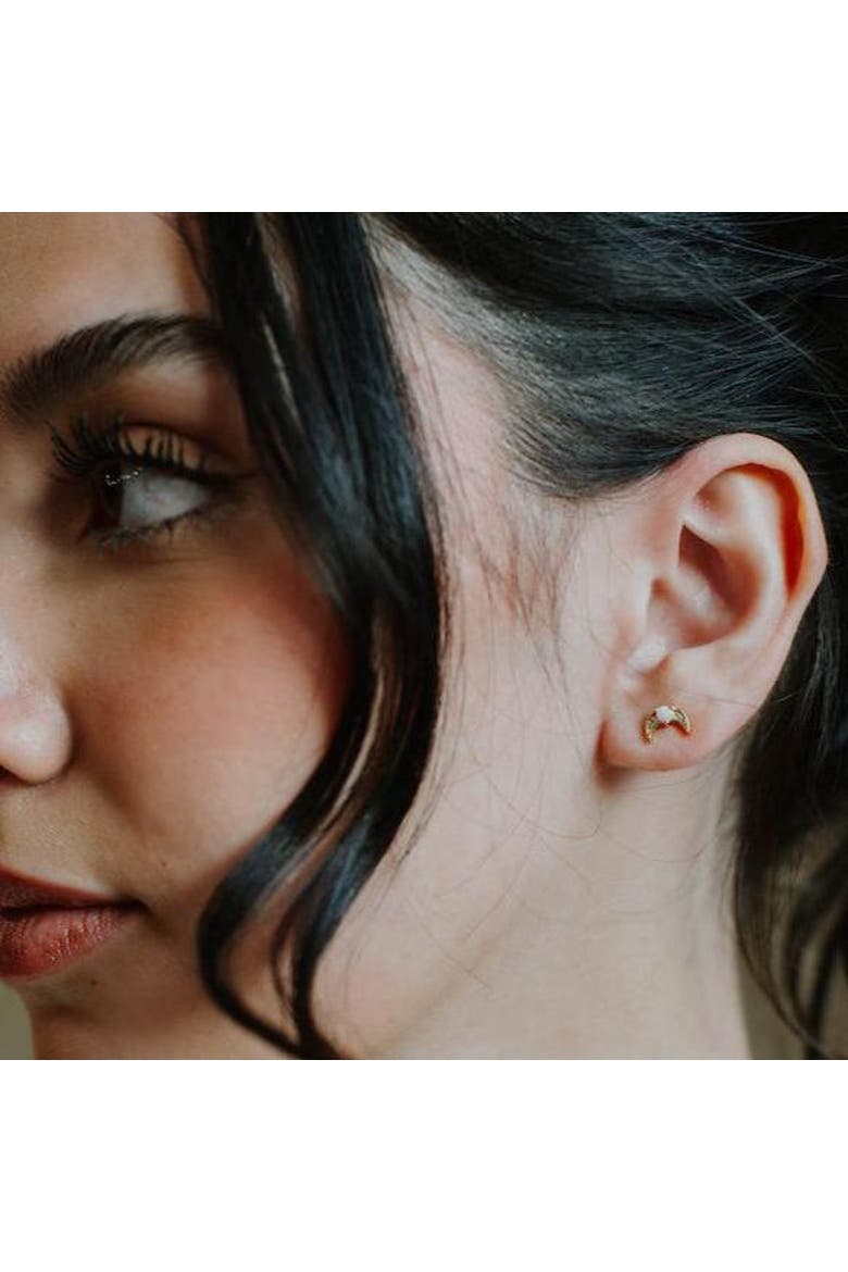 The Deveraux Crescent Studs, Alternate, color, Gold