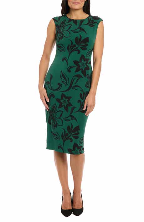 London Times Floral Sleeveless Midi Sheath Dress