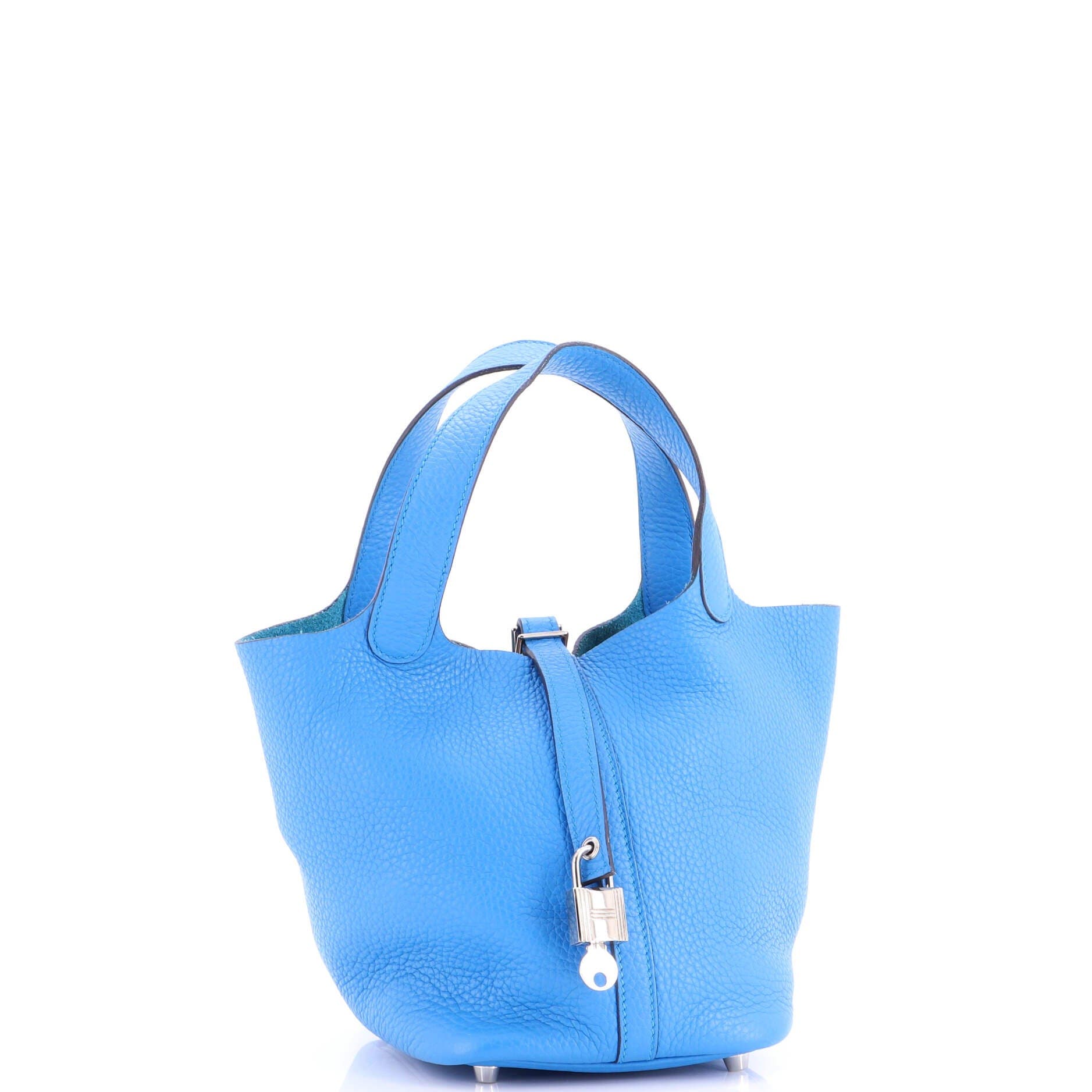 Pre-Owned Hermes Picotin Lock Bag Clemence PM, Alternate, color, Bleu Zanzibar